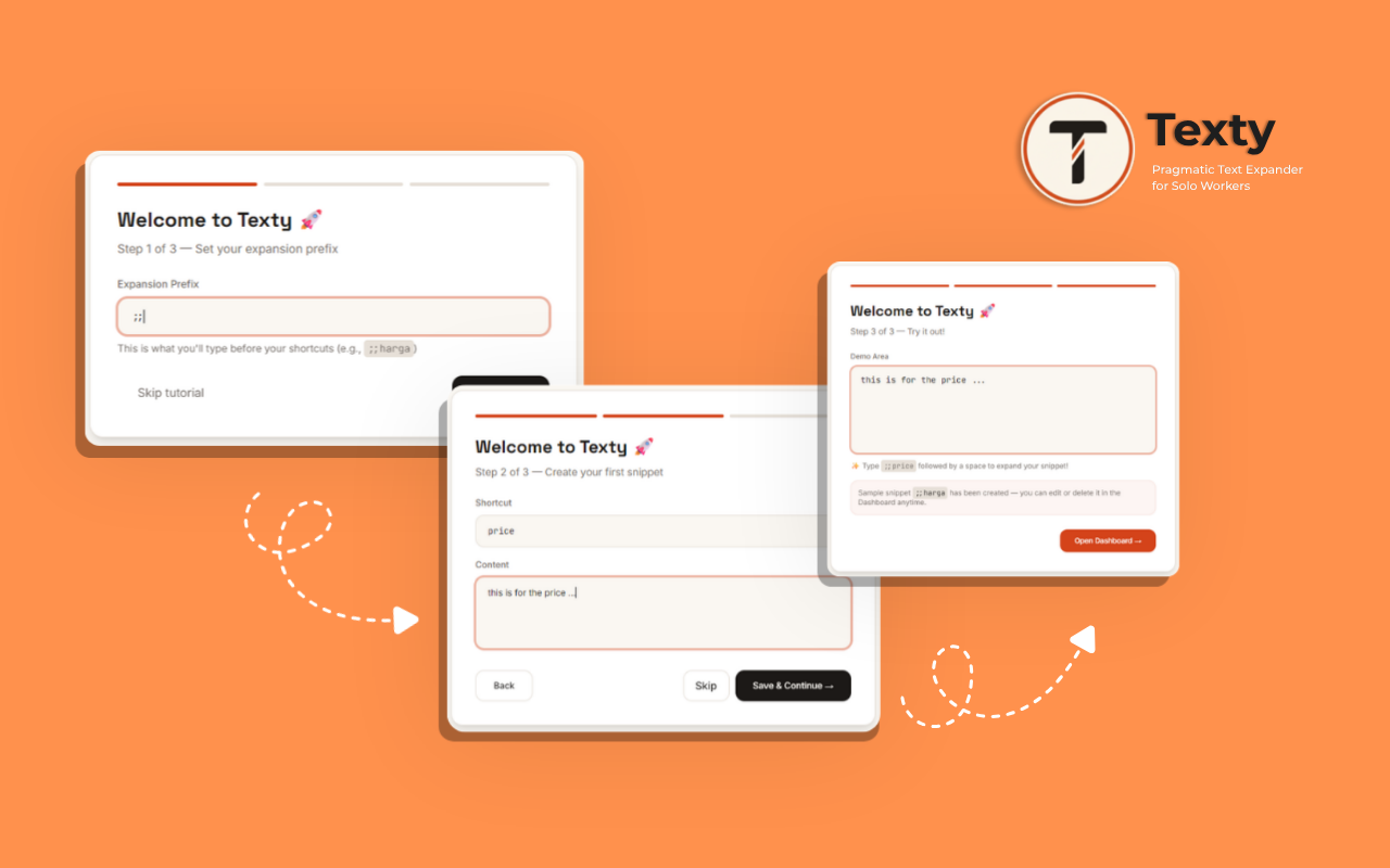 Texty Chrome Extension — main interface